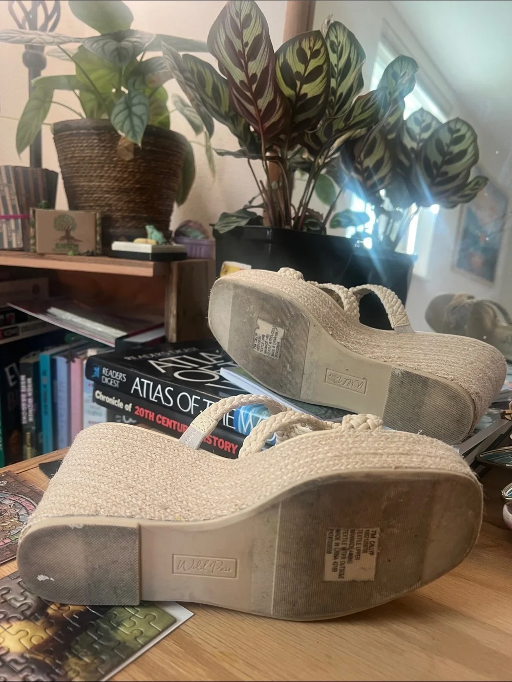Braided Cream Wedge Sandals for Women - Neutral Slip-On
